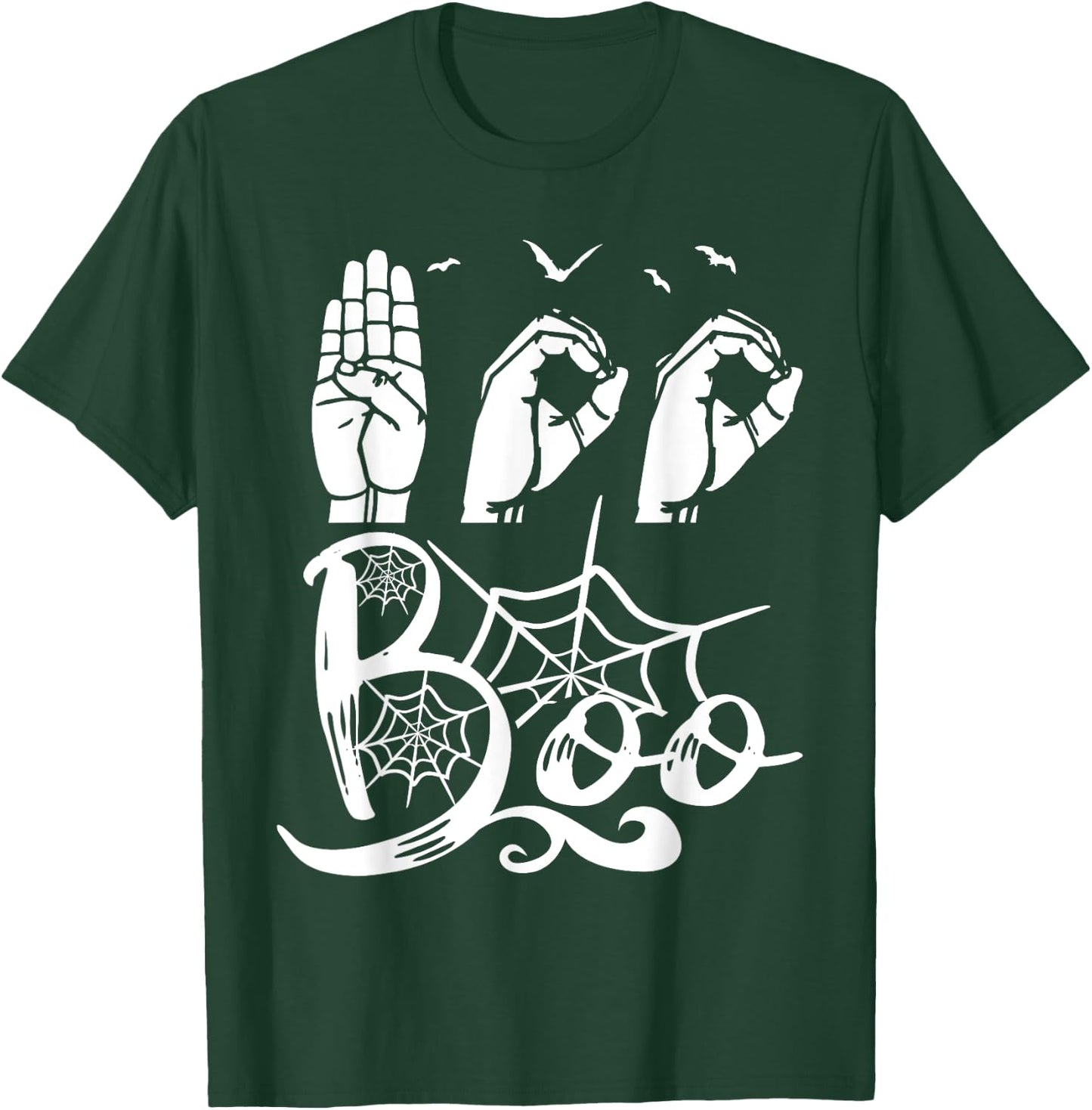 Boo Hands American Sign Language Pride ASL Halloween T-Shirt - T-Shirt | Forest