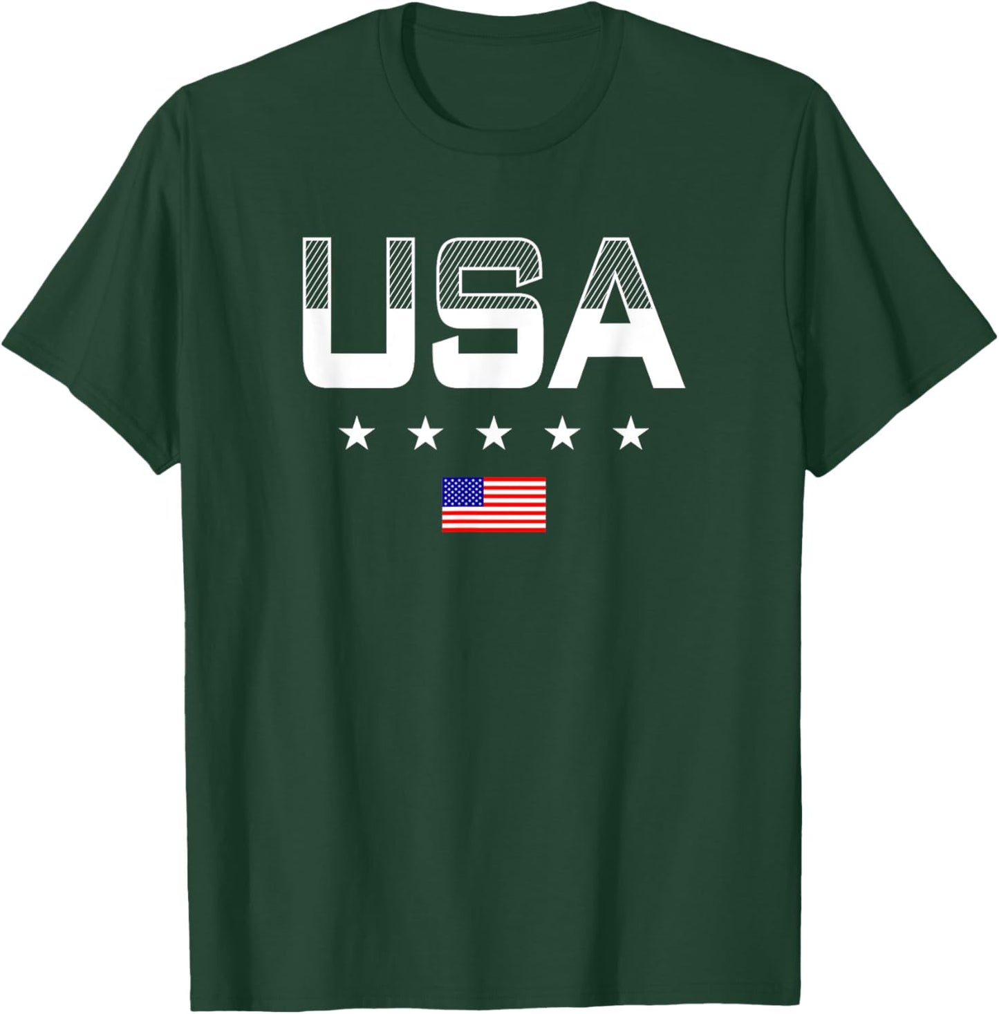 USA Women Men Patriotic American Flag 4th of July T-Shirt - T-Shirt | Forest