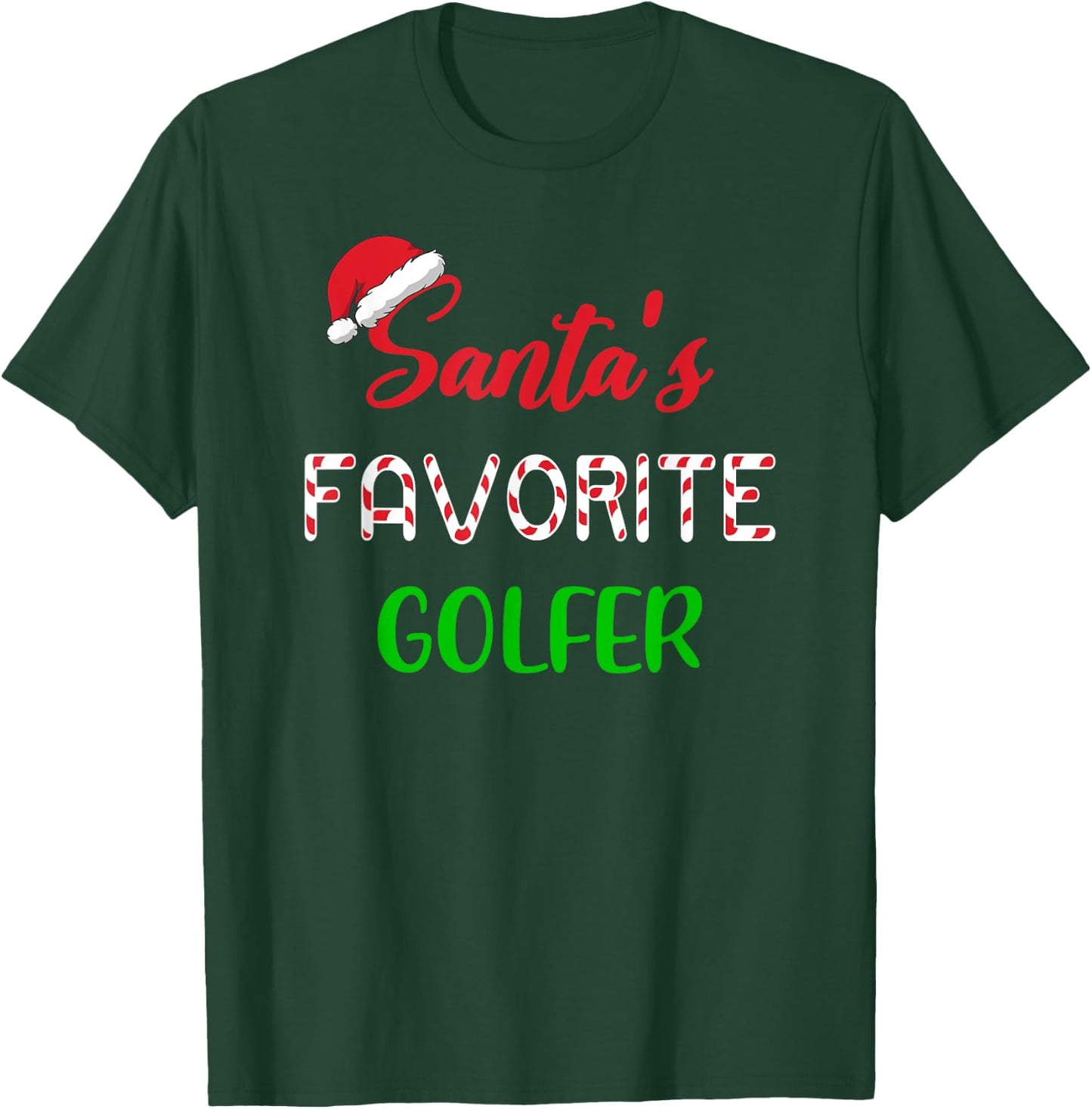 Santas Favorite Golfer Gift Funny Golf Christmas T-Shirt - T-Shirt | Forest