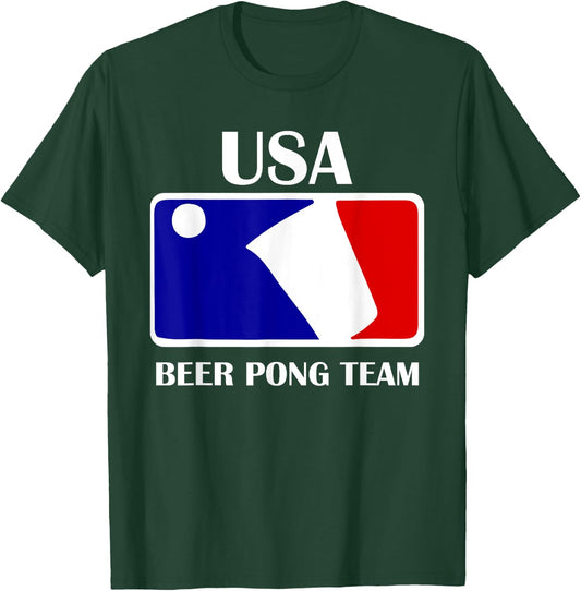 USA Drinking Team American Flag Patriotic Beer Pong Frat Men T-Shirt - T-Shirt | Forest
