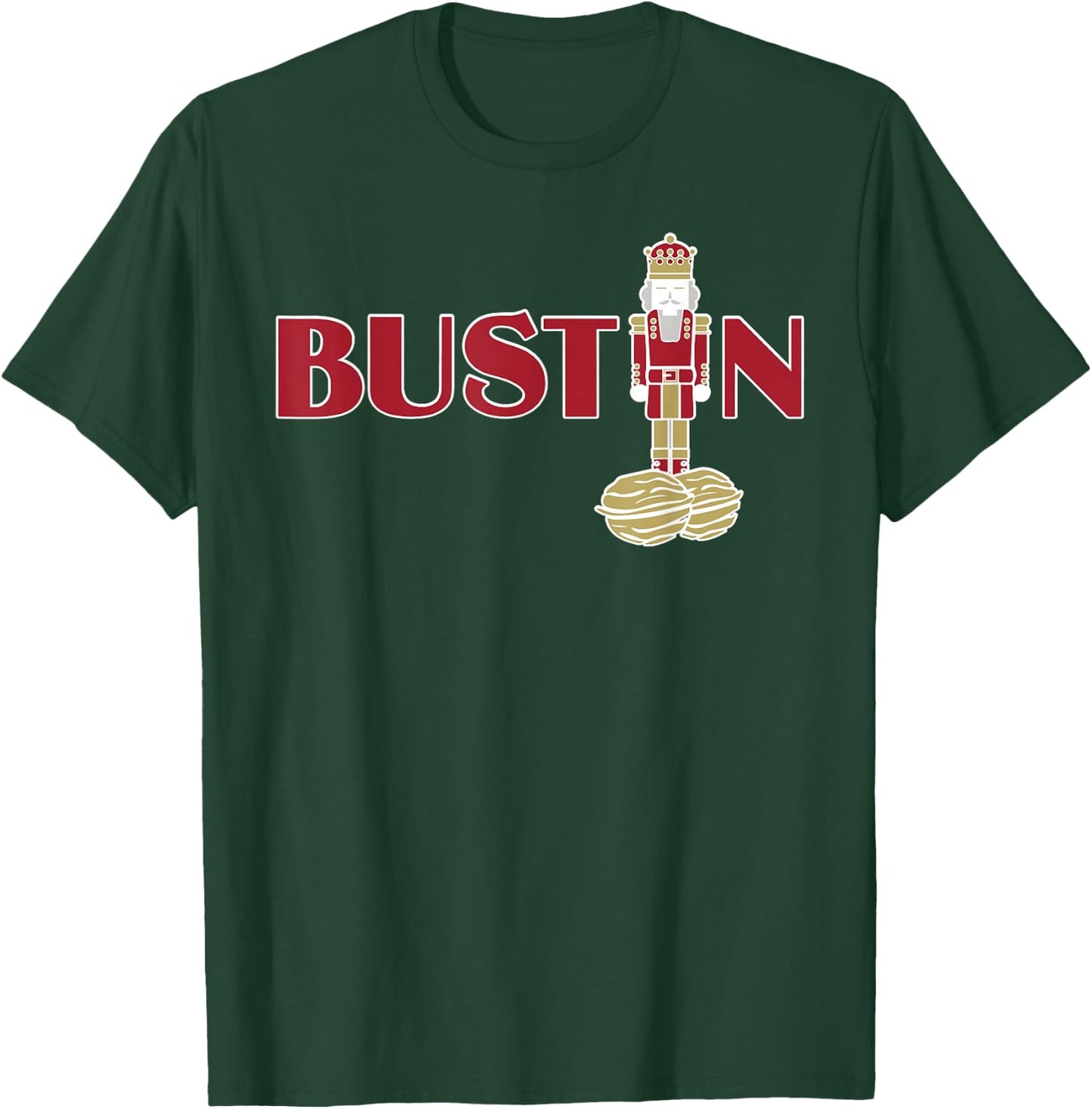 Funny Adult Nut Cracker Bustin Gym Christmas Weightlifting T-Shirt - T-Shirt | Forest