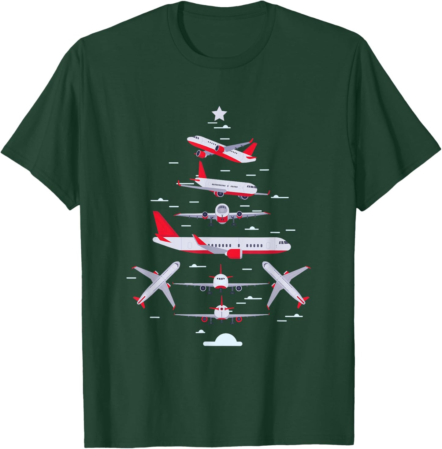 Airplane Christmas Tree Pilot Merry Christmas Xmas Tree T-Shirt - T-Shirt | Forest