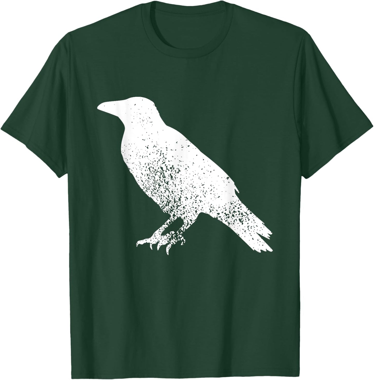 Distressed Crow Bird Print Raven Vintage Bird T-Shirt - T-Shirt | Forest