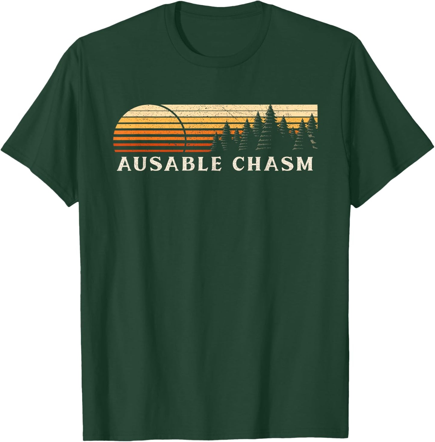 Ausable Chasm, NY Vintage Evergreen Sunset Eighties Retro T-Shirt - T-Shirt | Forest