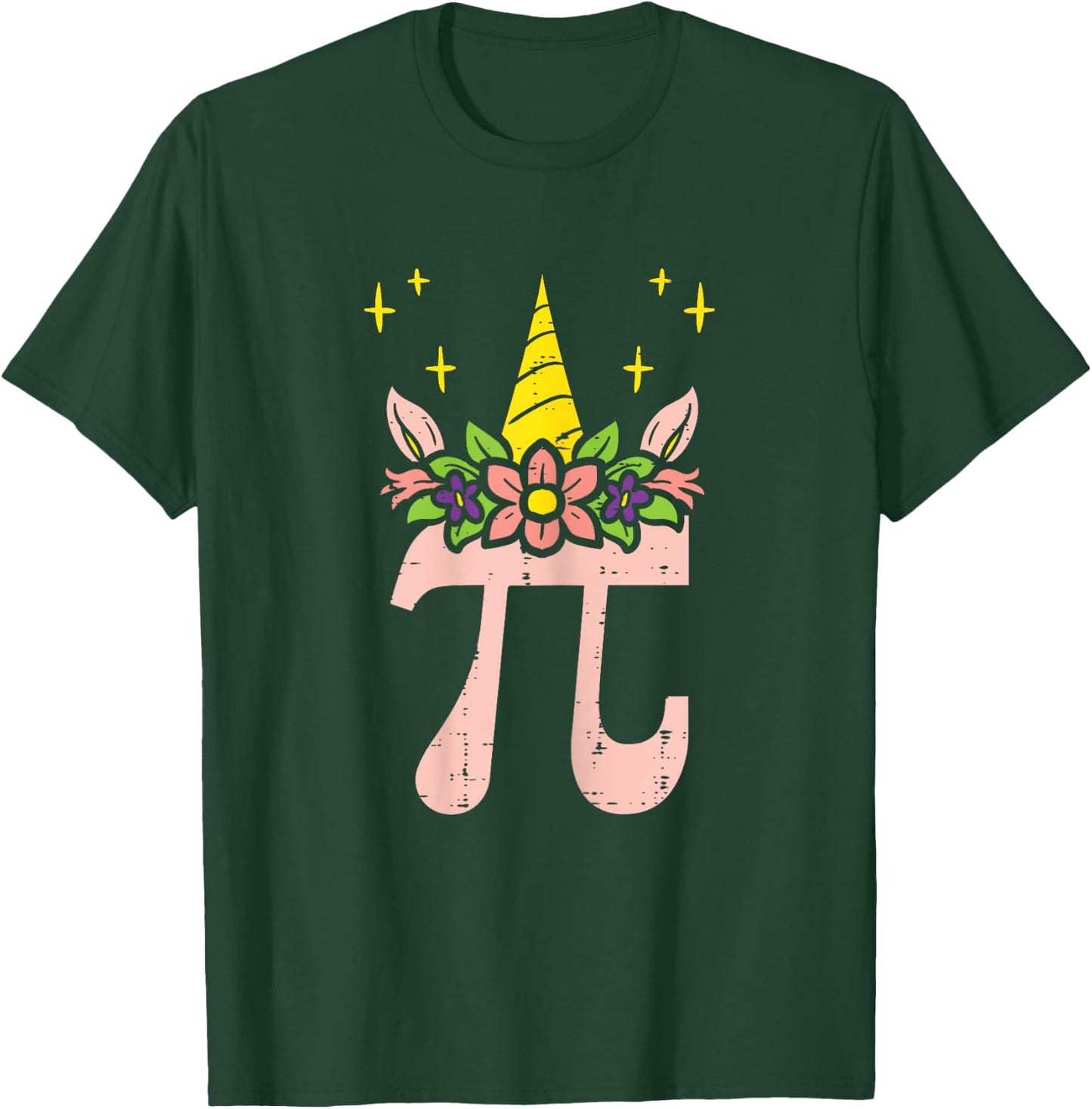 Pi Day Symbol Unicorn Head Cute 314 Math Pun Geek Girls Kids T-Shirt - T-Shirt | Forest