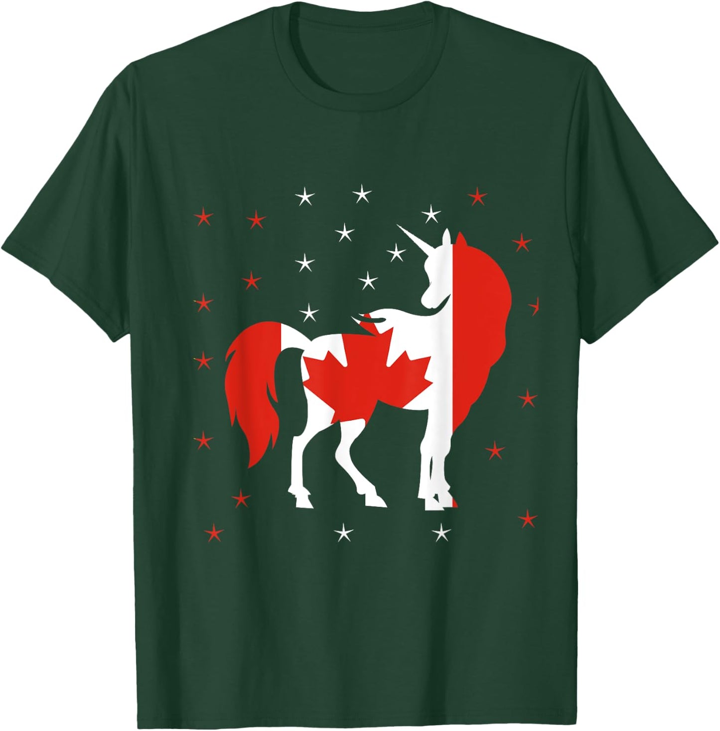 Unicorn Canada Flag Canadian T-Shirt - T-Shirt | Forest