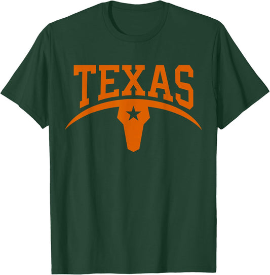 Texas T Shirt Women Men Kids Orange Graphic TX Bull T-Shirt - T-Shirt | Forest