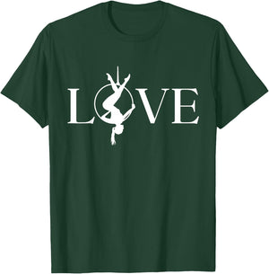 Love Aerial Hoop, Aerial Yoga Gifts, Aerialist Gymnast Heart T-Shirt - T-Shirt | Forest