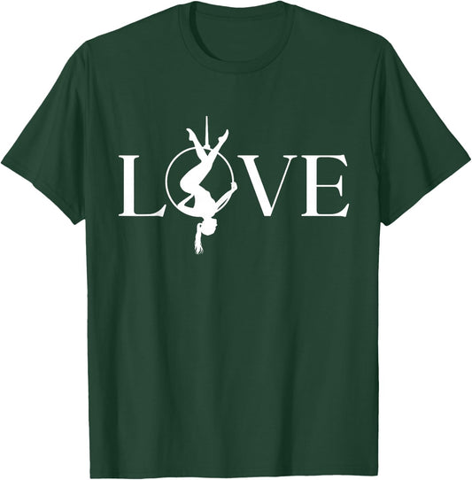 Love Aerial Hoop, Aerial Yoga Gifts, Aerialist Gymnast Heart T-Shirt - T-Shirt | Forest