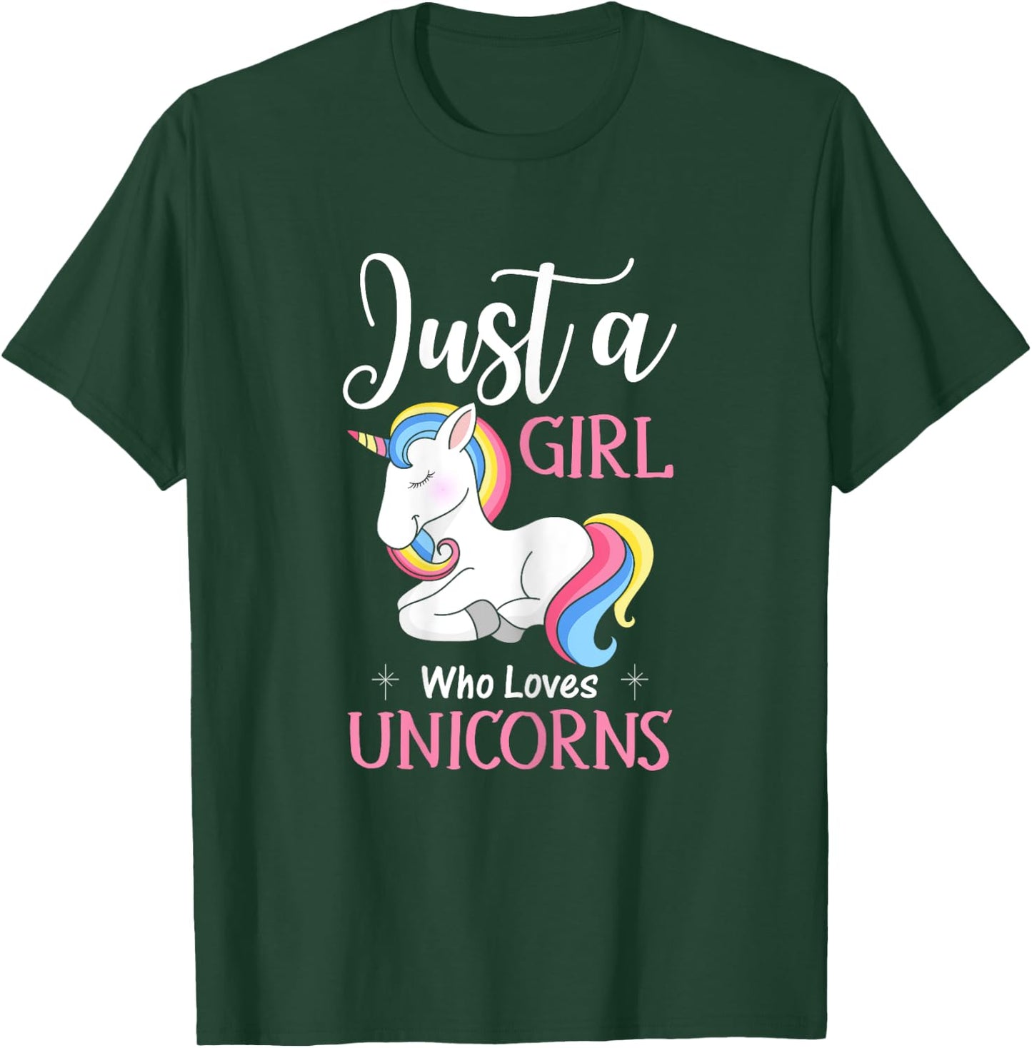 Just A Girl Who Loves Unicorns Funny Unicorn Gifts For Girls T-Shirt - T-Shirt | Forest