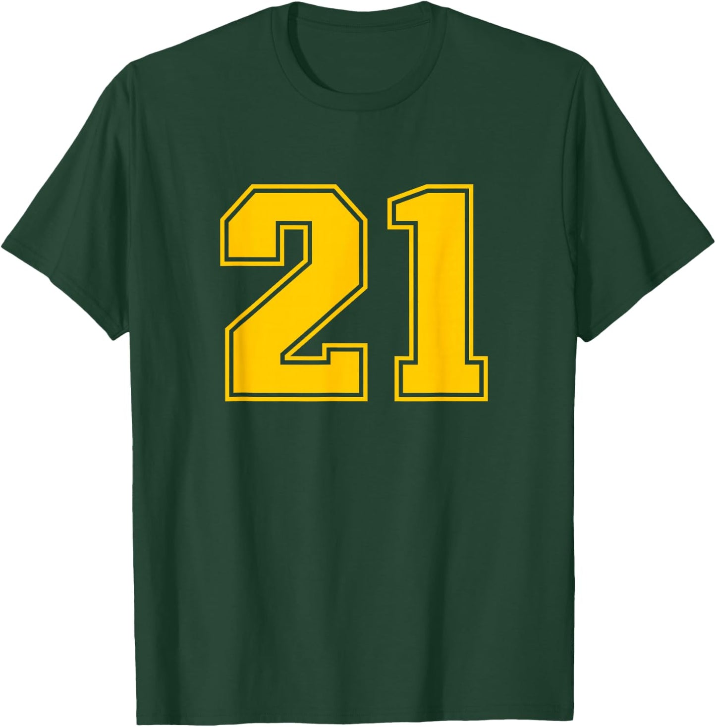 Number #21 Yellow Sport Uni Number T-Shirt - T-Shirt | Forest