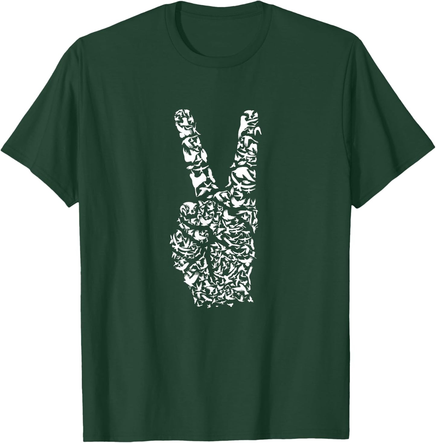 WHITE DOVES PEACE SIGN HIPPIE 60s 70s RETRO DESIGN VINTAGE T-Shirt - T-Shirt | Forest