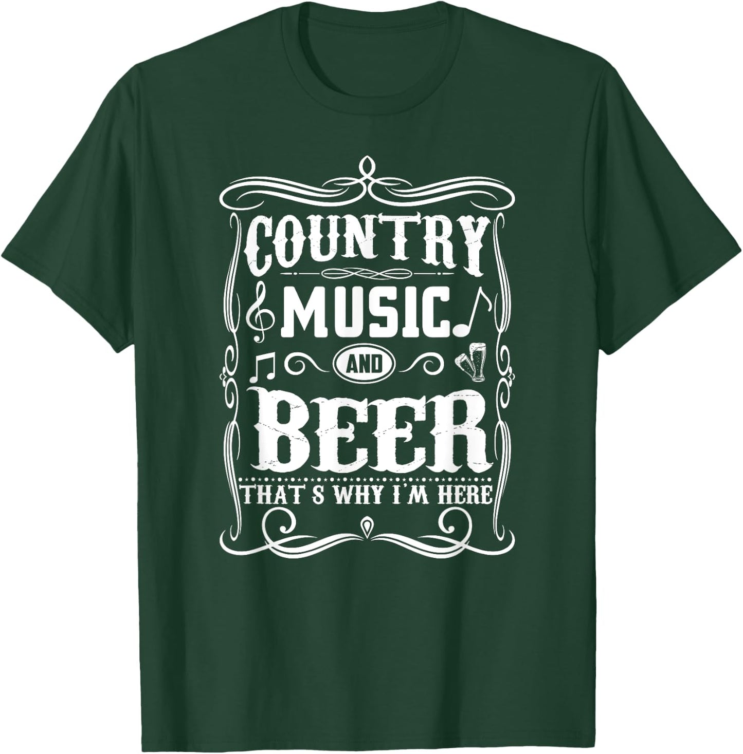Country Music Beer Lover Vintage Guitar Cowboy Boots Product T-Shirt - T-Shirt | Forest