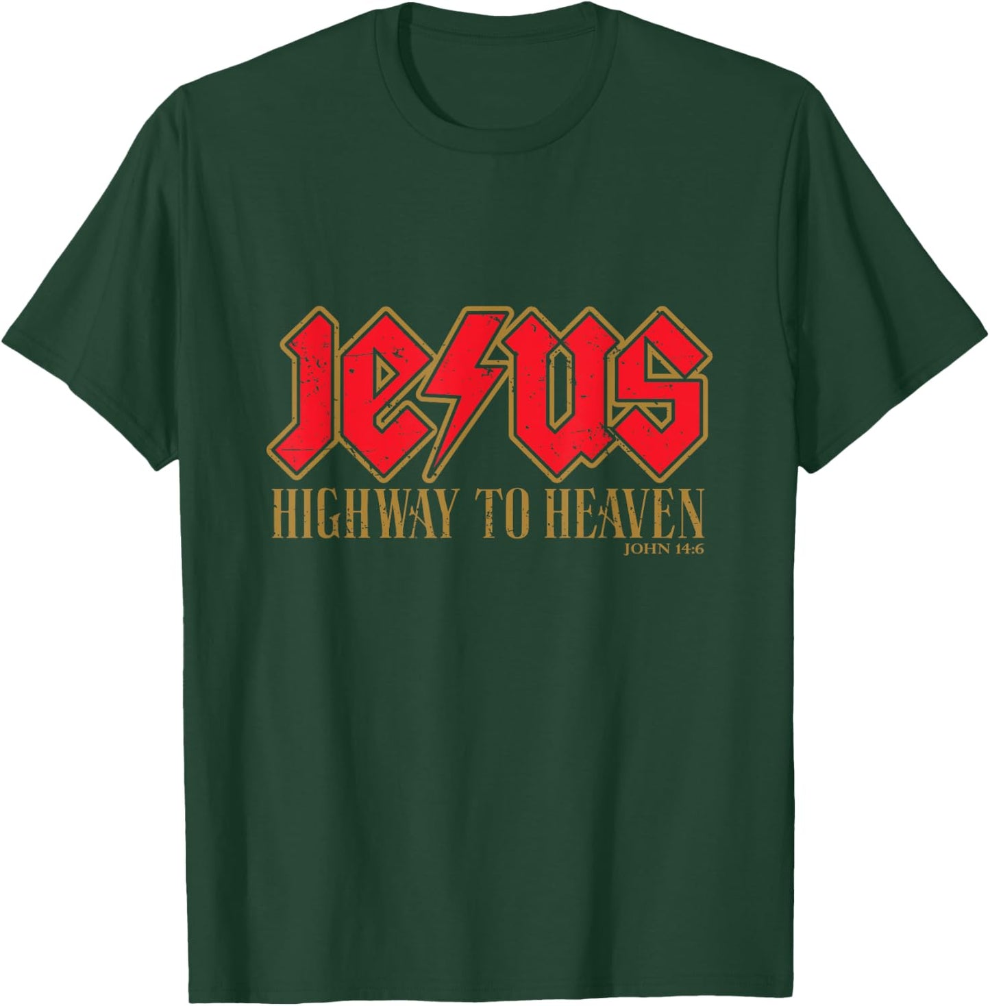JESUS - HIGHWAY TO HEAVEN - JOHN 14:6 - Red & Gold T-Shirt - T-Shirt | Forest