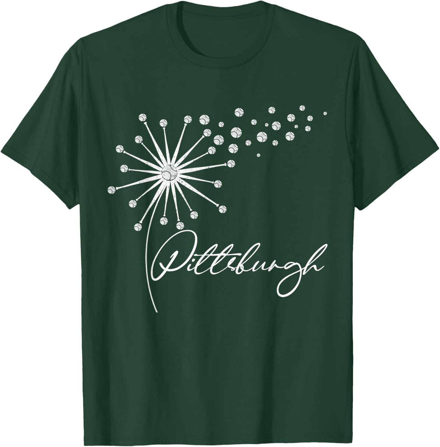 Pittsburgh Cute Baseball Dandelion I Love Pittsburgh T-Shirt - T-Shirt | Forest