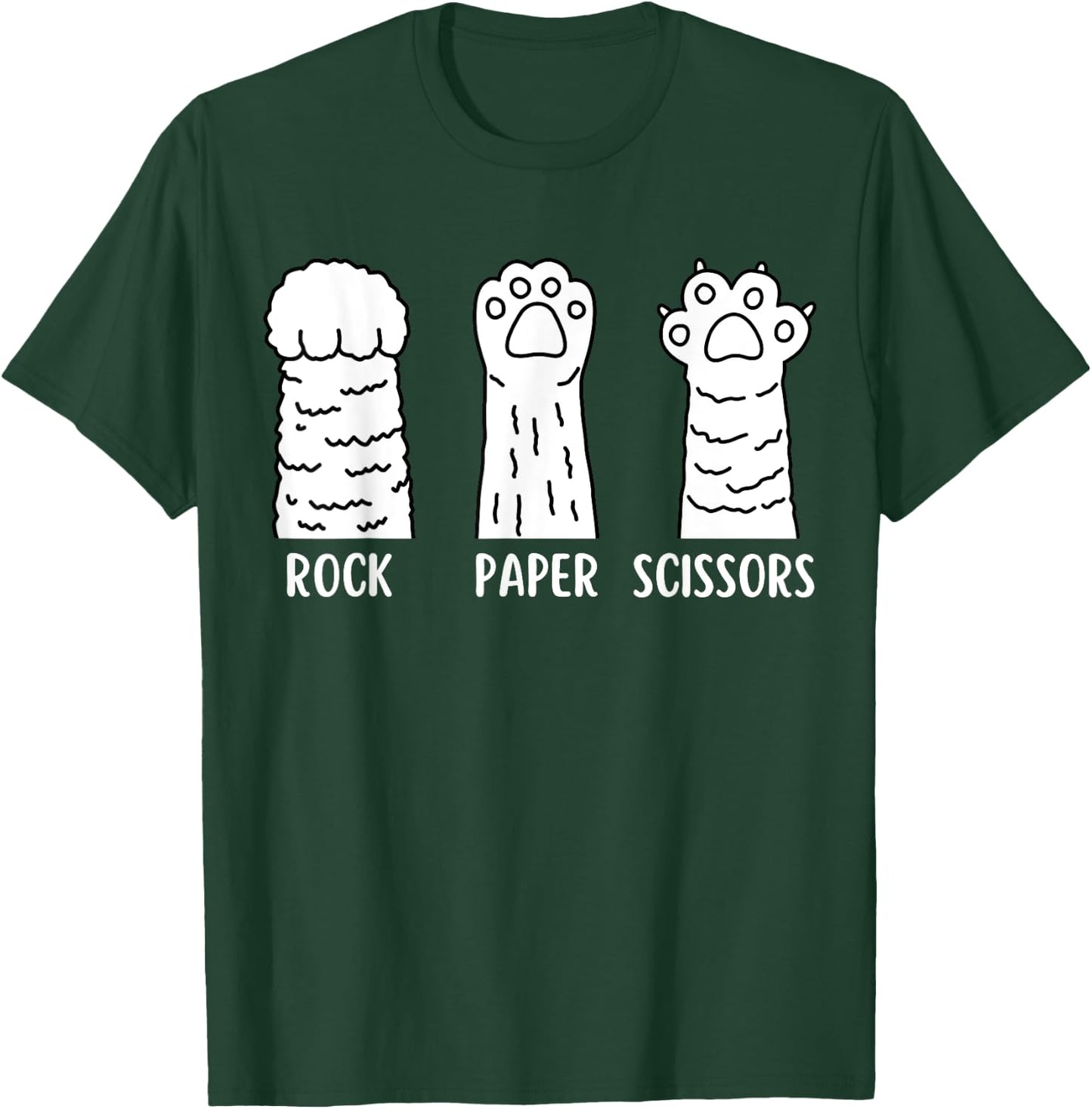Funny Cat Animal Rescue Pet Lover Apparel Rock Paper Scissors Hand Game Cute Paw Funny Cat T-Shirt - T-Shirt | Forest