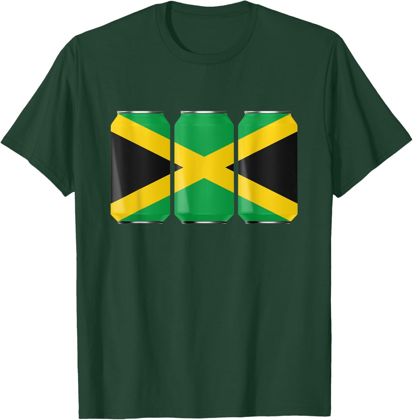 Patriotic Beer Cans Jamaica w/ Jamaican Flag T-Shirt - T-Shirt | Forest
