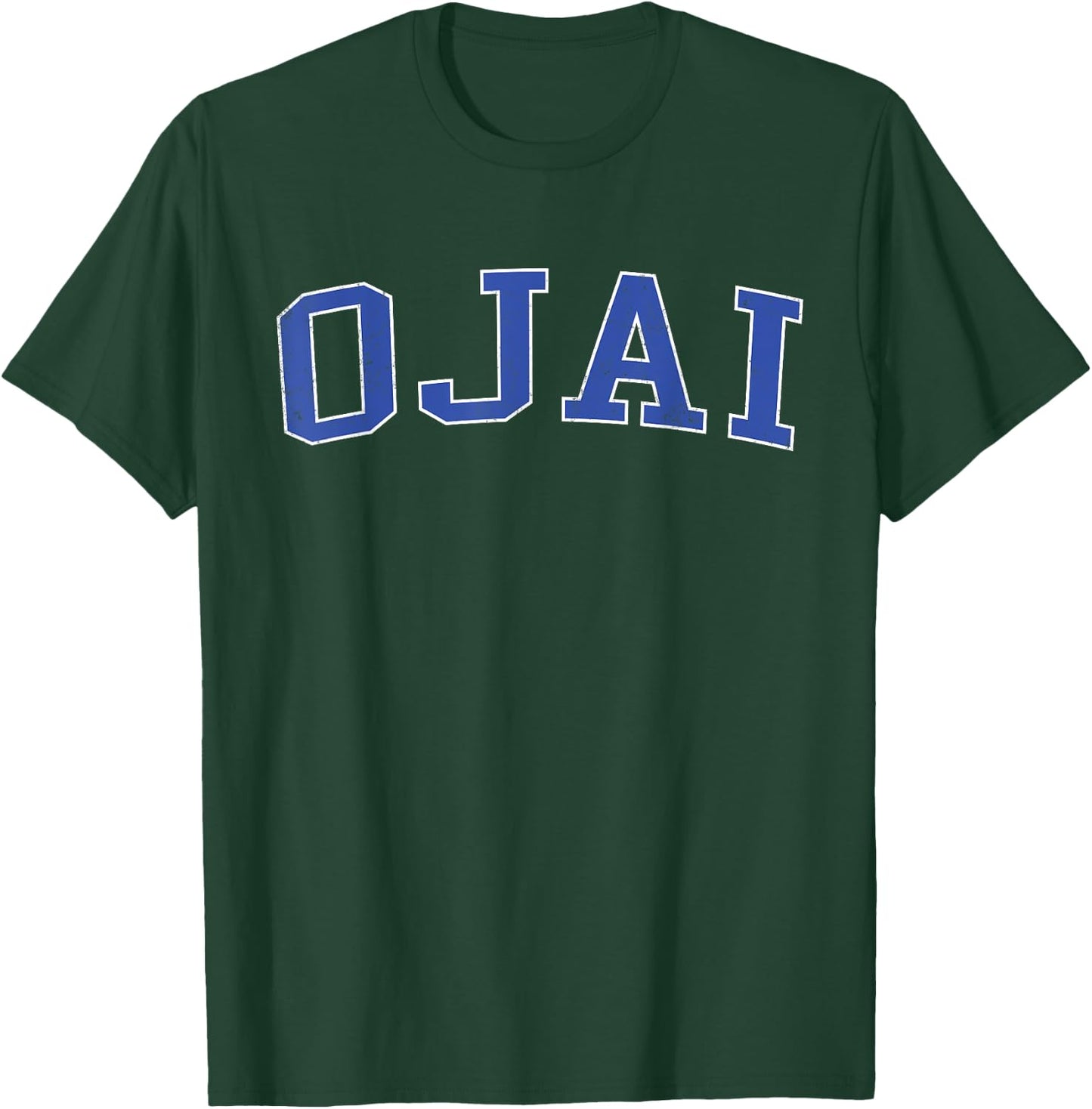 Vintage Ojai CA Distressed Blue Varsity Style T-Shirt - T-Shirt | Forest
