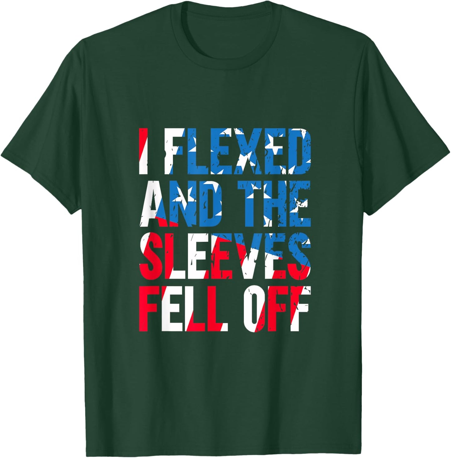 I Flexed And The Sleeves Fell Off American Flag USA Gym Kids Men T-Shirt - T-Shirt | Forest