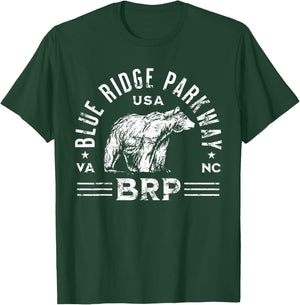 Blue Ridge Parkway NC VA USA Bear Design T-Shirt - T-Shirt | Forest