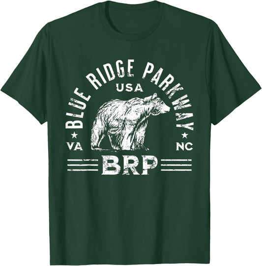 Blue Ridge Parkway NC VA USA Bear Design T-Shirt - T-Shirt | Forest
