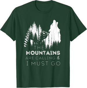 The Mountains Are Calling And I Must Go Howling Wolf T-Shirt - T-Shirt | Forest