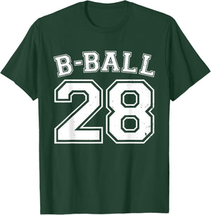 B-Ball Basketball Player Number 28 Training Varsity Vintage T-Shirt - T-Shirt | Forest