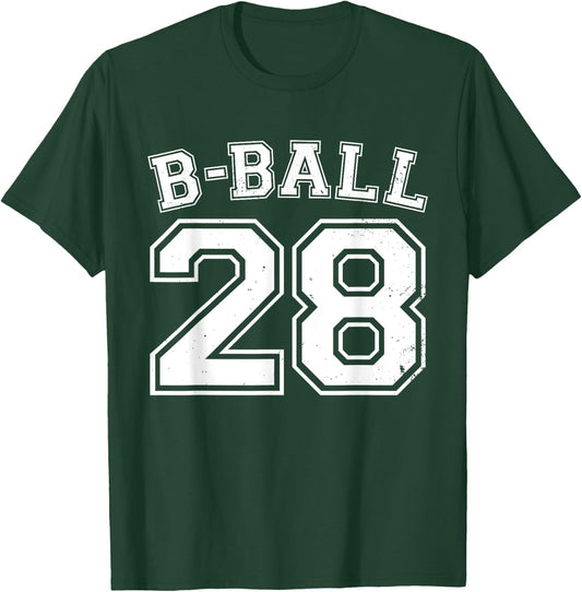 B-Ball Basketball Player Number 28 Training Varsity Vintage T-Shirt - T-Shirt | Forest