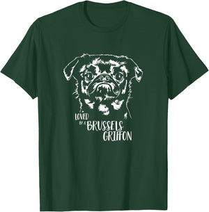 Loved by a Brussels Griffon dog mom dog saying Men Women T-Shirt - T-Shirt | Forest