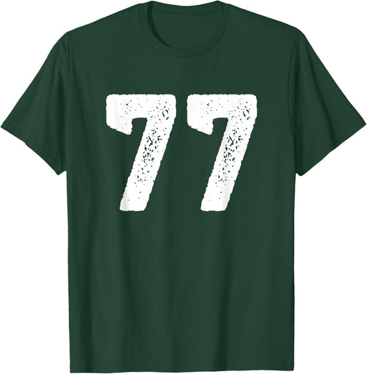 Number 77 Years Anniversary Sports Team Player T-Shirt - T-Shirt | Forest