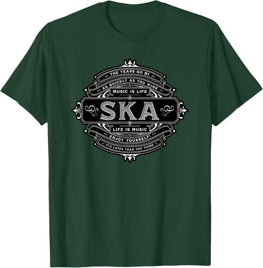 Ska Music is Life Monochromatic Vintage Ska Reggae T-Shirt - T-Shirt | Forest
