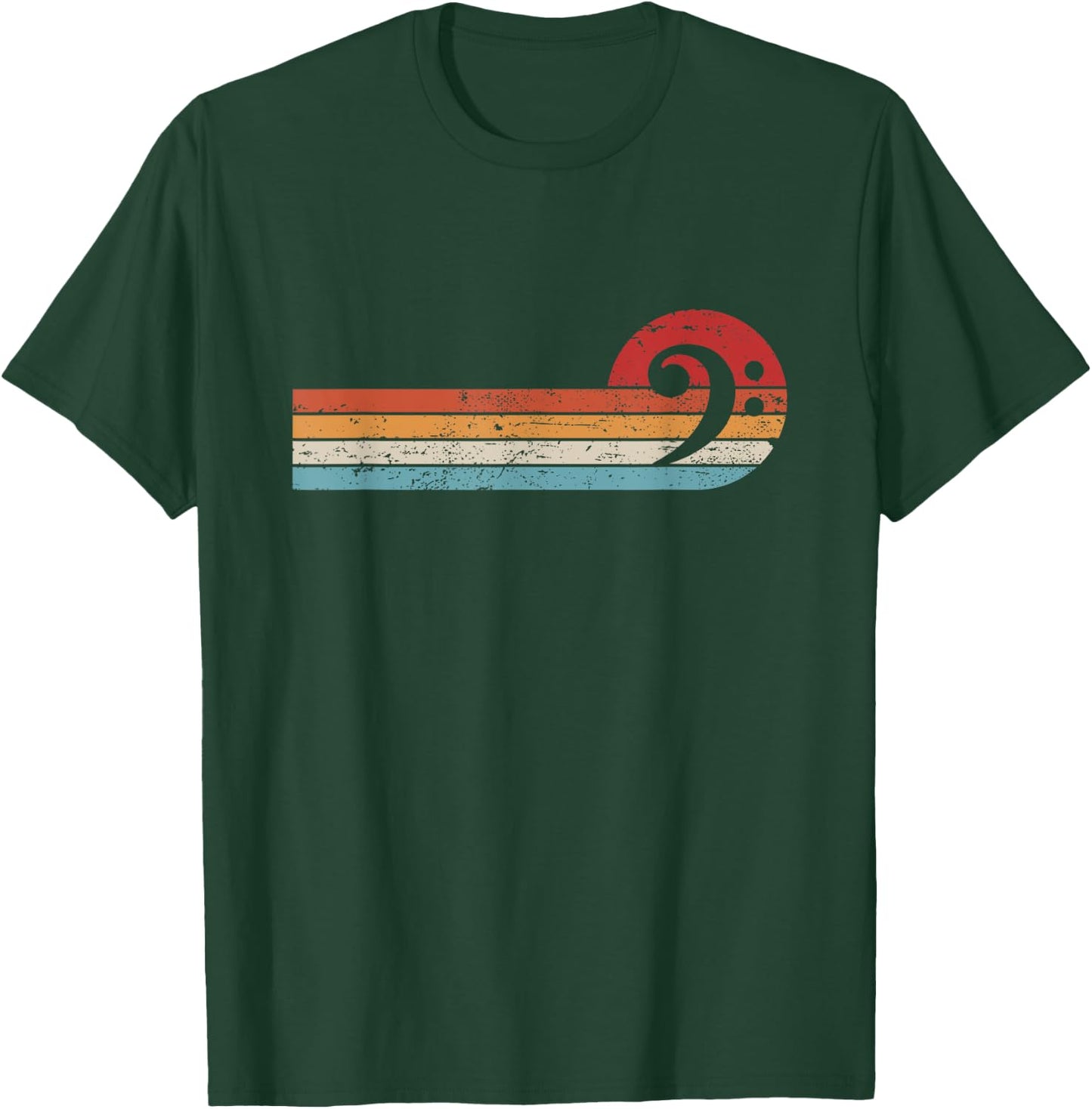 Bassist Bass Guitar Musician Retro Bass Clef T-Shirt - T-Shirt | Forest