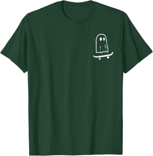 Ghost On Skateboard Funny Retro Halloween Costume Boys Kids T-Shirt - T-Shirt | Forest