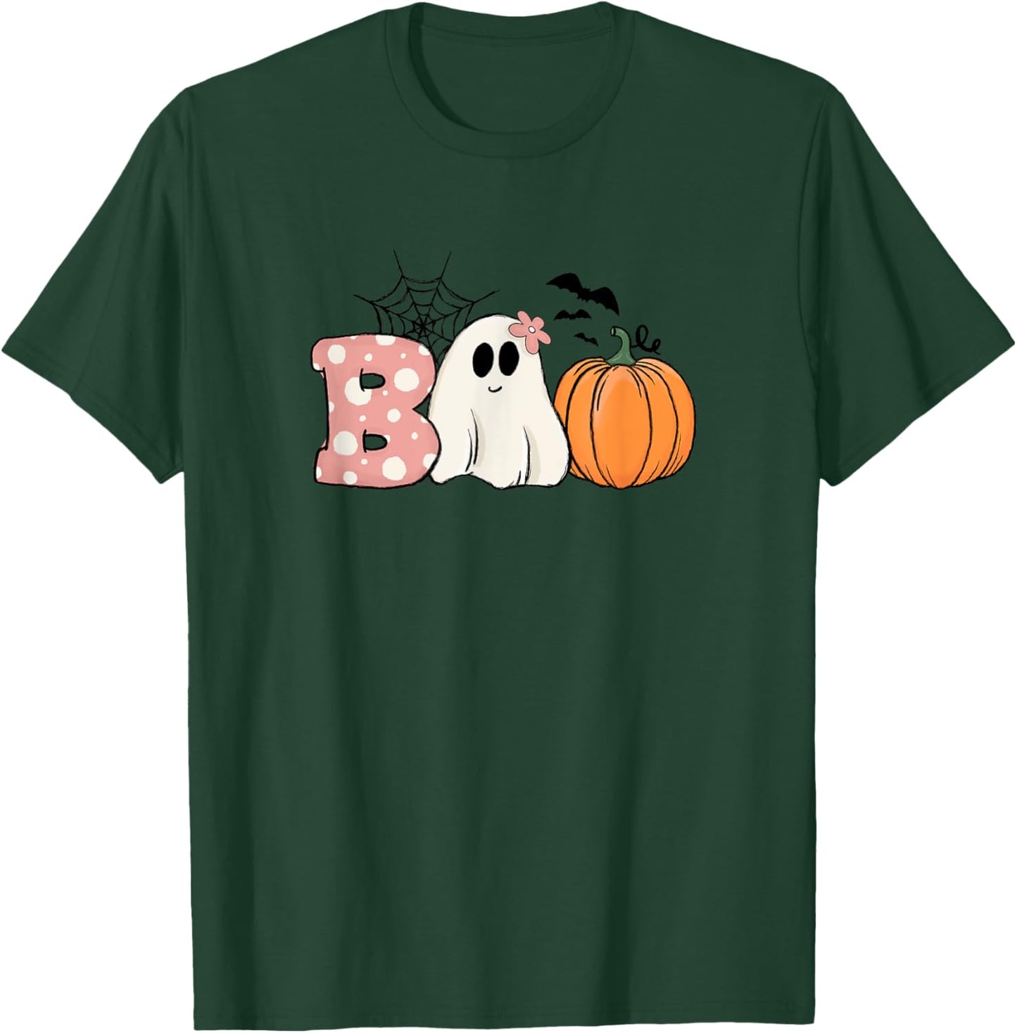 Pink Halloween Boo Hippie Ghost Pumpkin Cute Pastel Vibes T-Shirt - T-Shirt | Forest