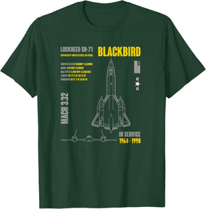 Military Aircraft Lockheed SR-71 Blackbird USAF T-Shirt - T-Shirt | Forest