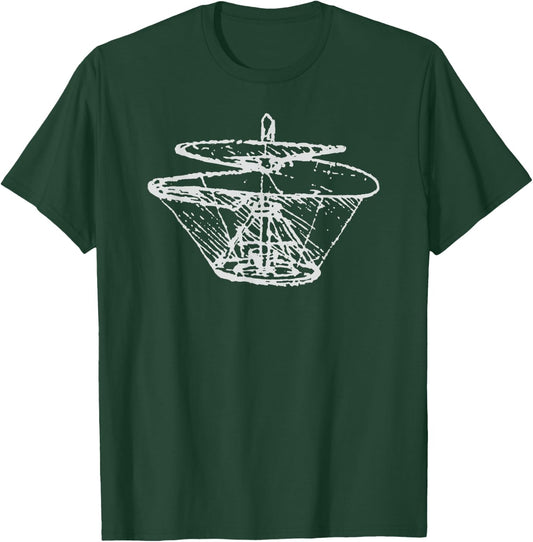 Flying Machine Leonardo da Vinci - Aerial Screw Helicopter T-Shirt - T-Shirt | Forest
