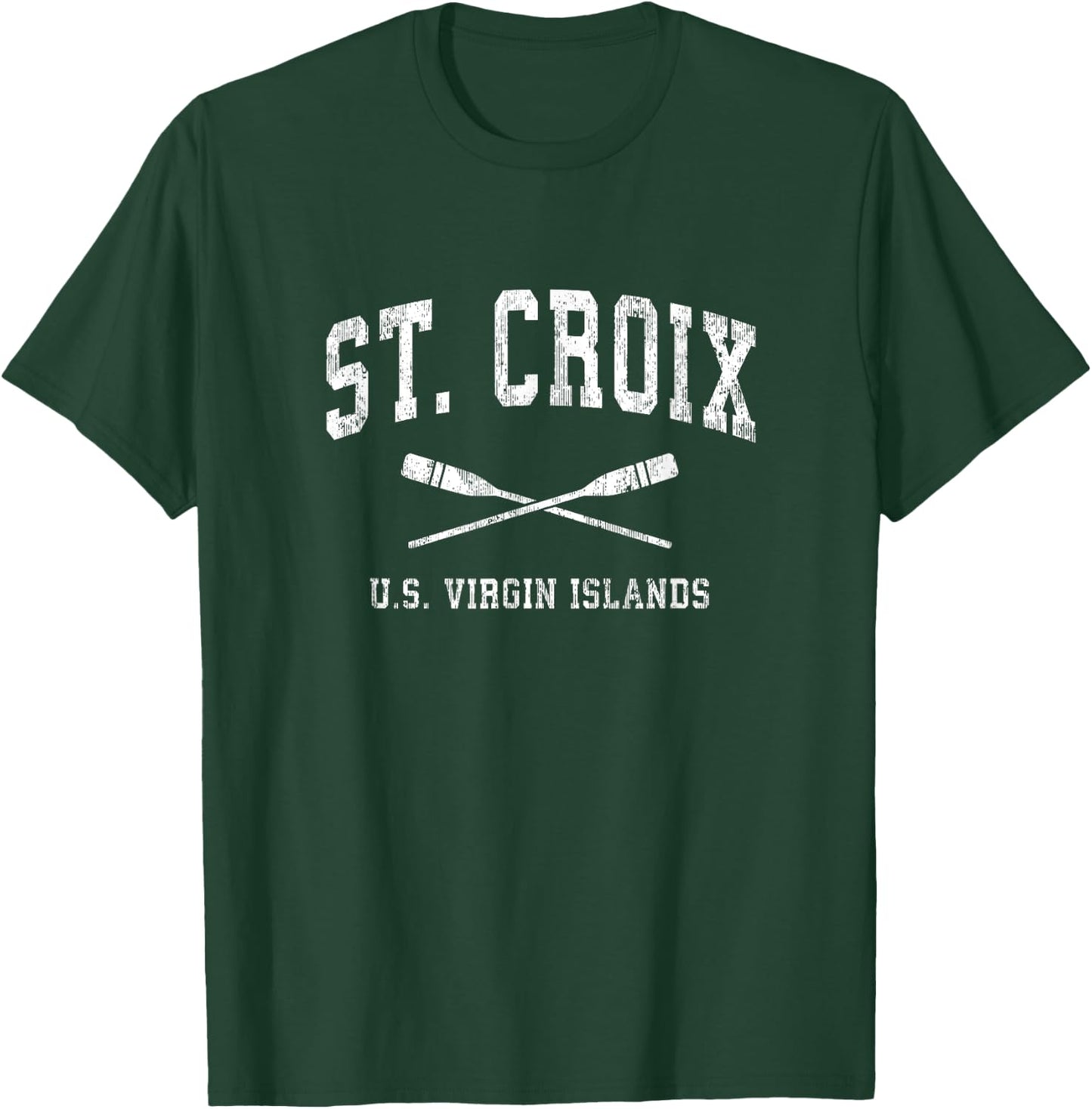 St. Croix USVI Vintage Nautical Paddles Sports Oars T-Shirt - T-Shirt | Forest