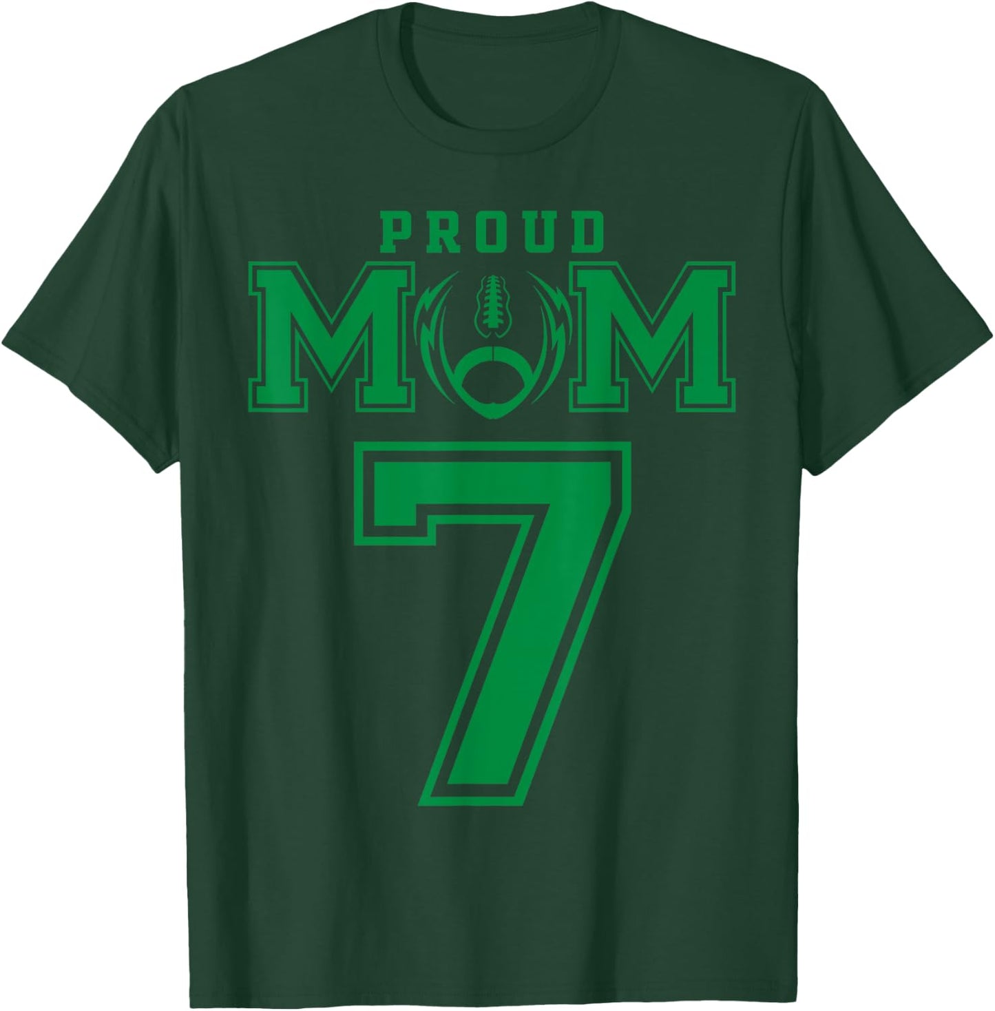 Custom Proud Football Mom Number 7 G Personalized T-Shirt - T-Shirt | Forest