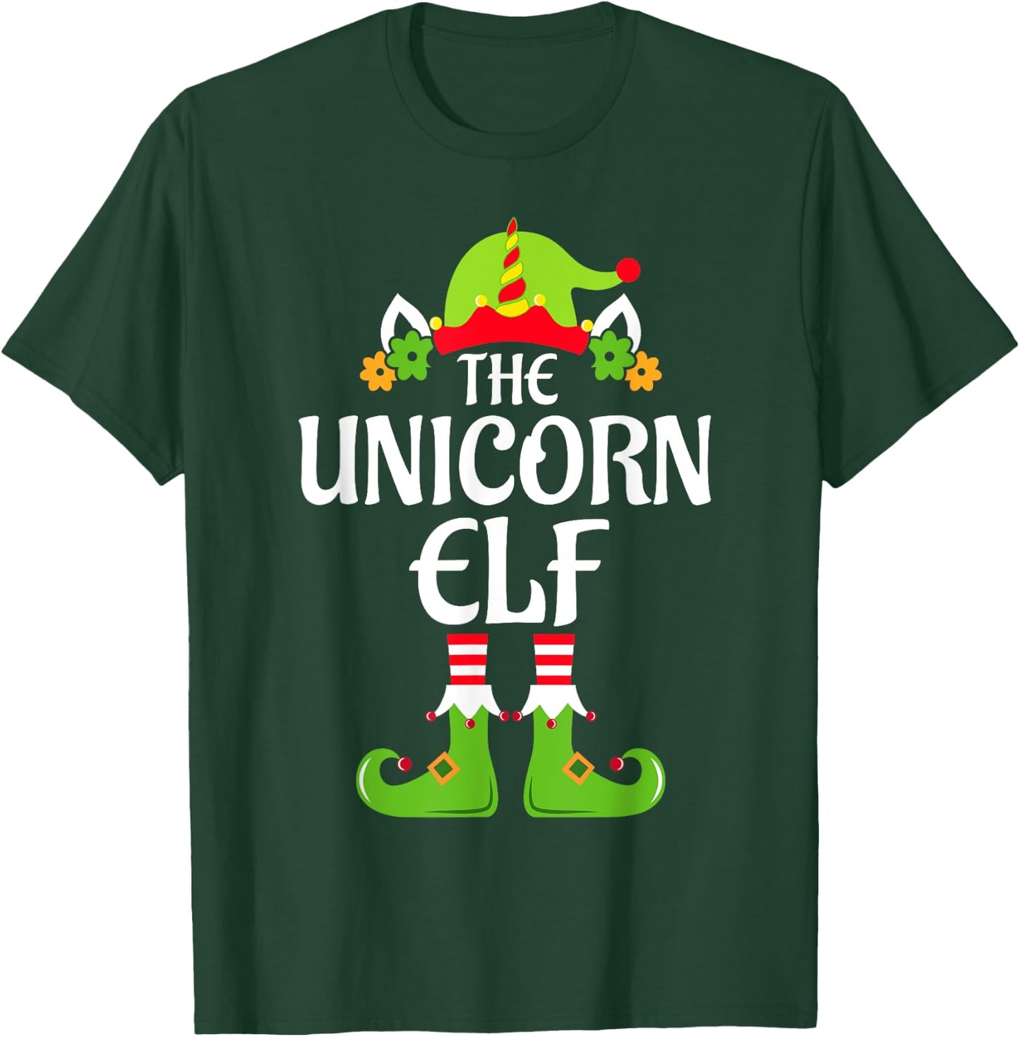 Unicorn Elf Matching Family Group Christmas Party Xmas Funny T-Shirt - T-Shirt | Forest