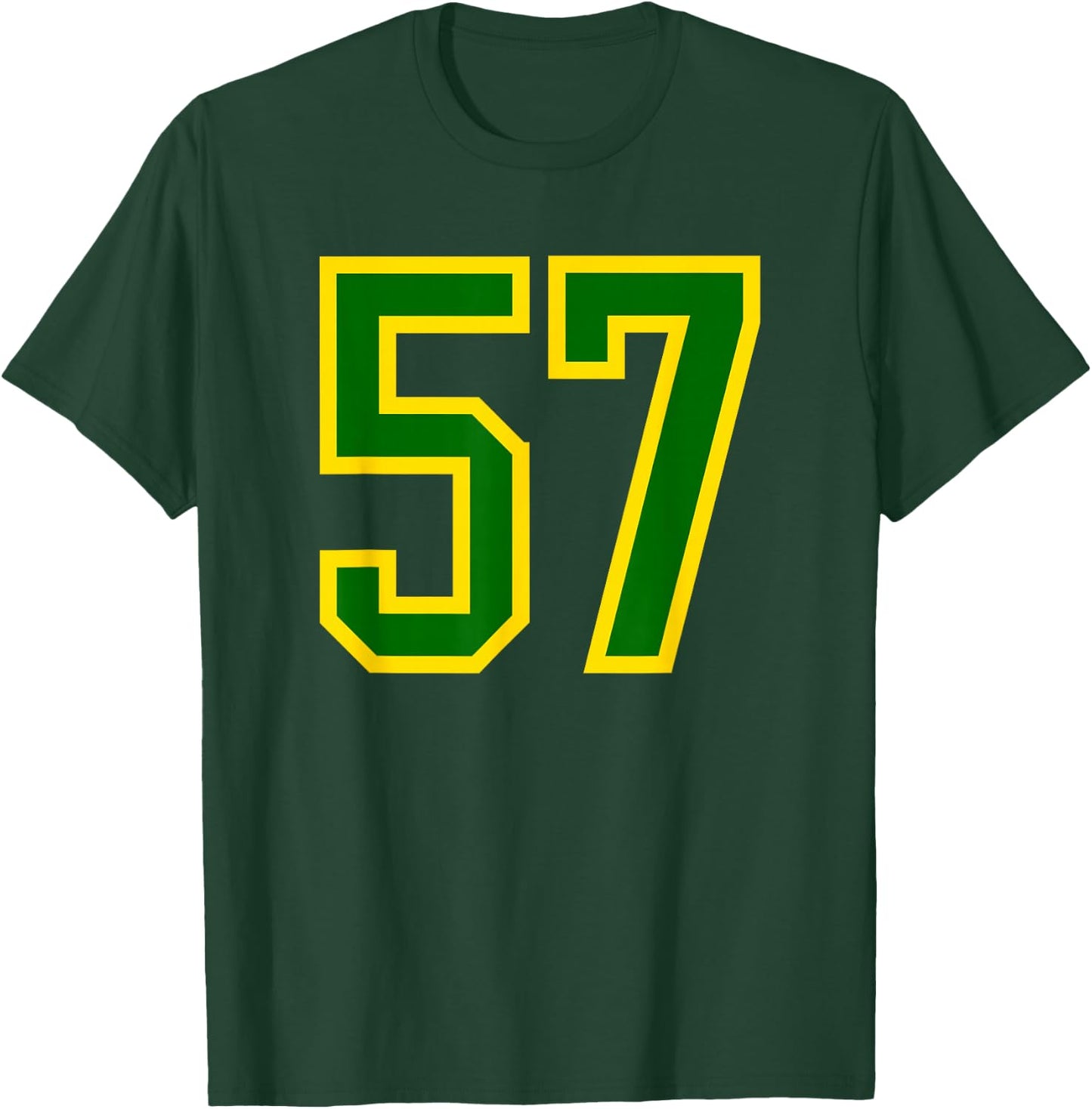 Number #57 Green Yellow Sports Team T-Shirt - T-Shirt | Forest
