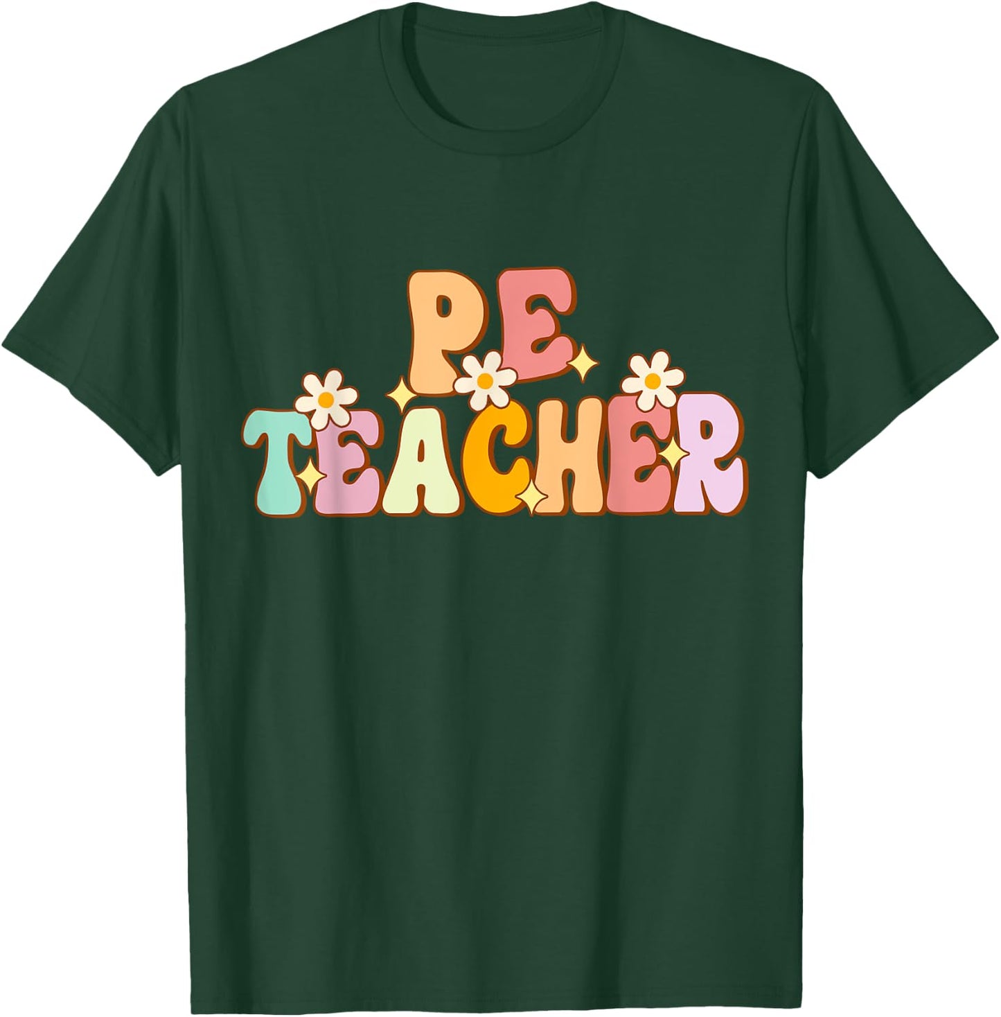 Groovy Physical Education Teacher PE Squad back To School T-Shirt - T-Shirt | Forest