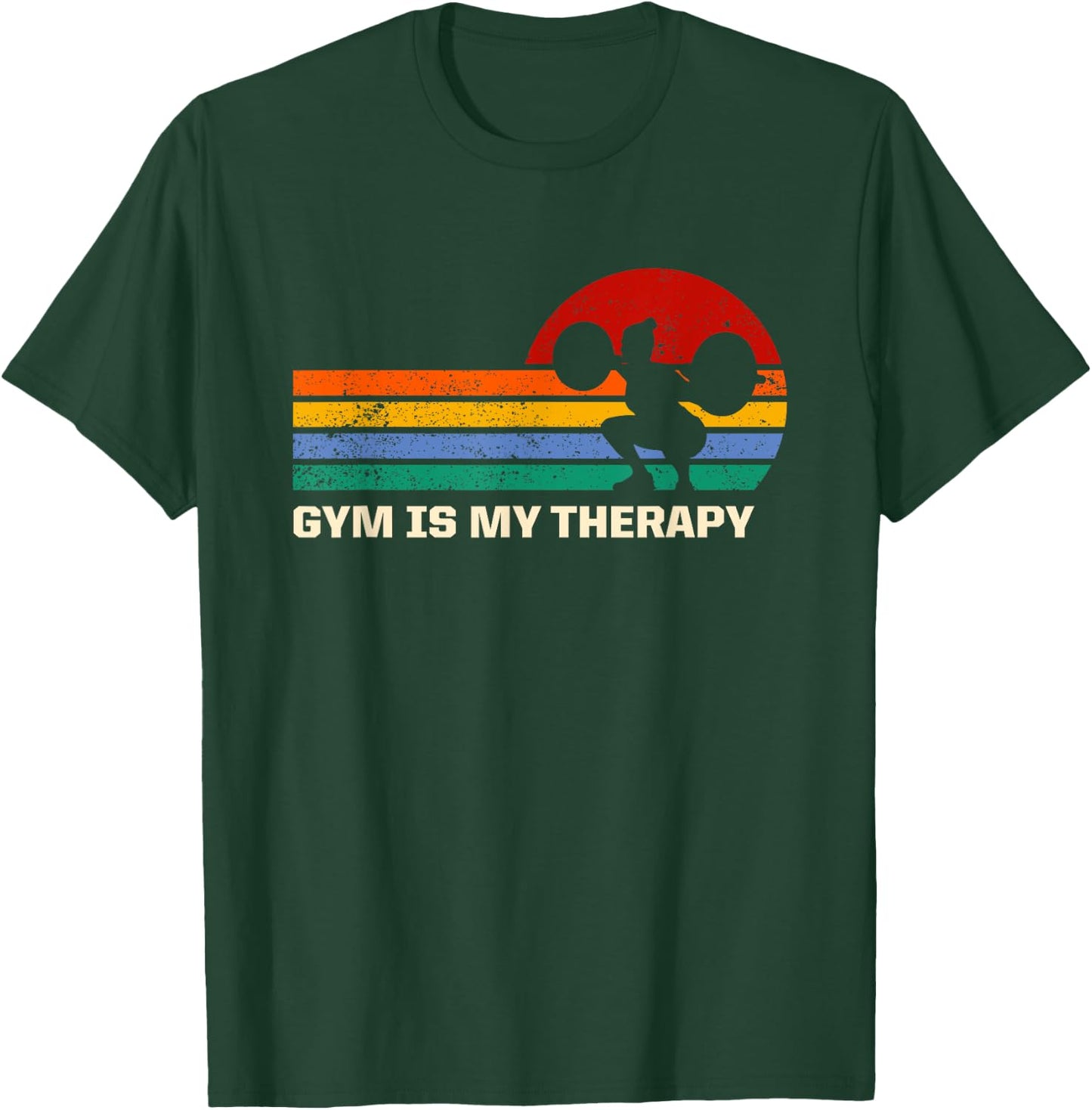 Gym Is My Therapy Workout Sayings Fitness Quotes Health T-Shirt - T-Shirt | Forest