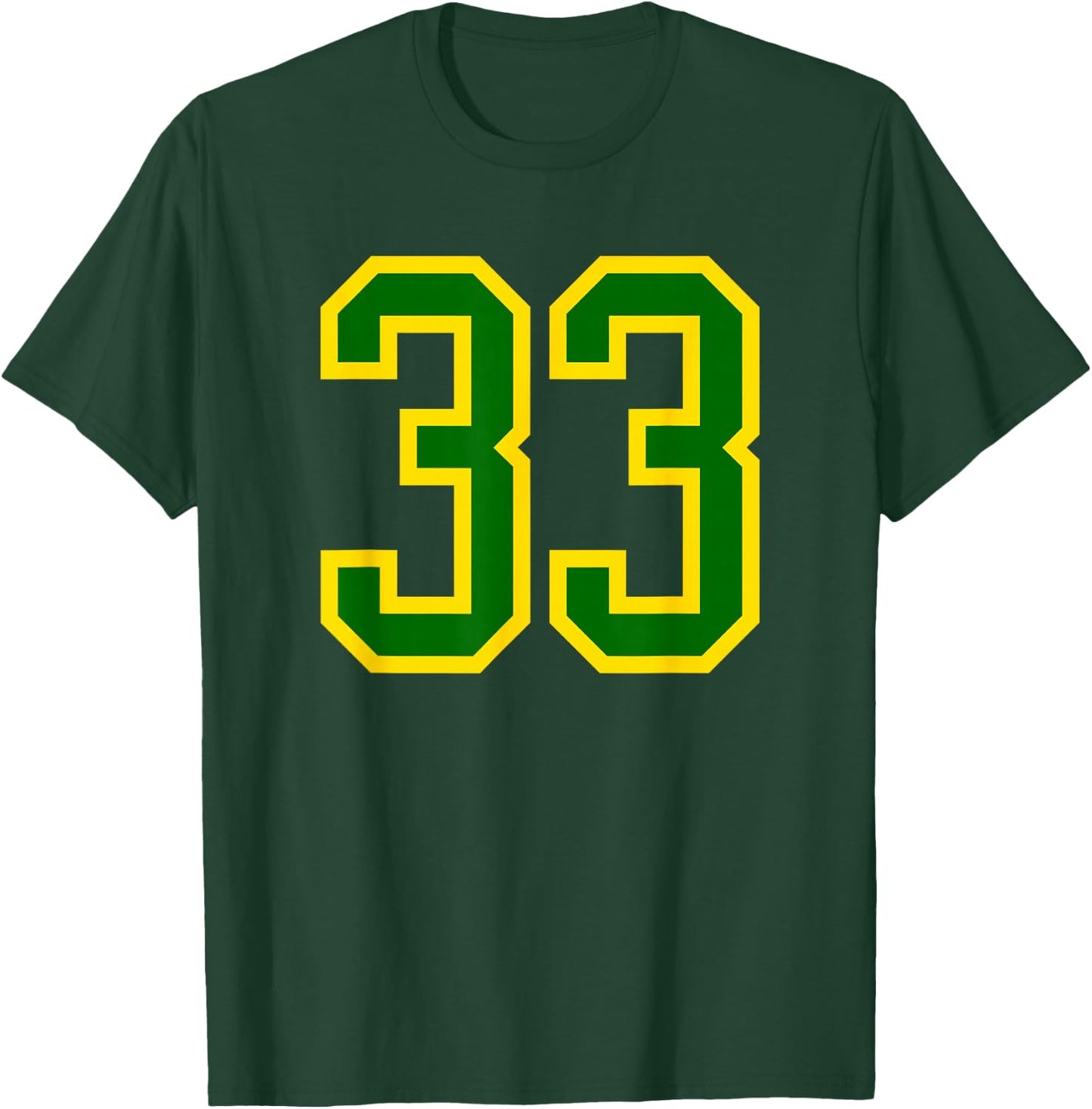 Green Yellow Sports Team Number #33 T-Shirt - T-Shirt | Forest