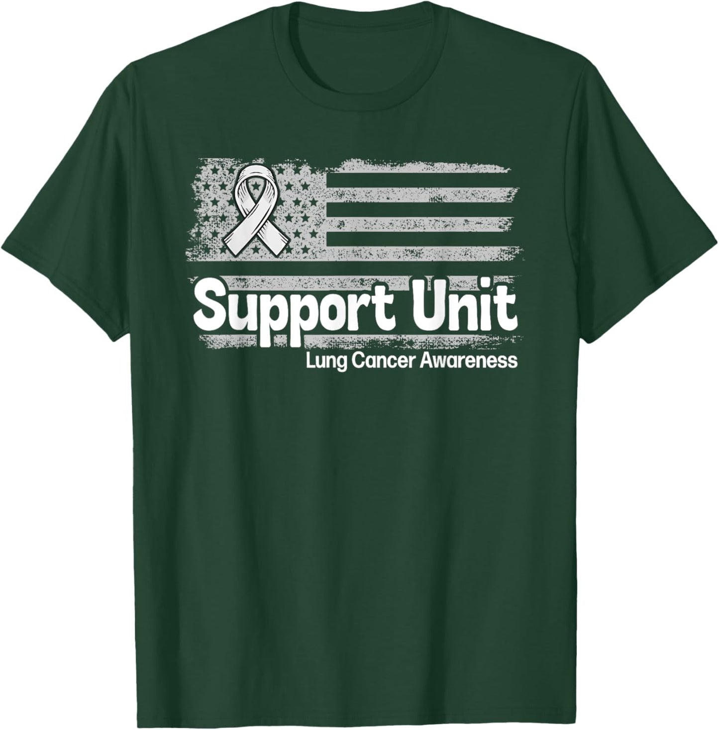 Lung Cancer Support Unit American Flag Lung Cancer Awareness Kids Men T-Shirt - T-Shirt | Forest