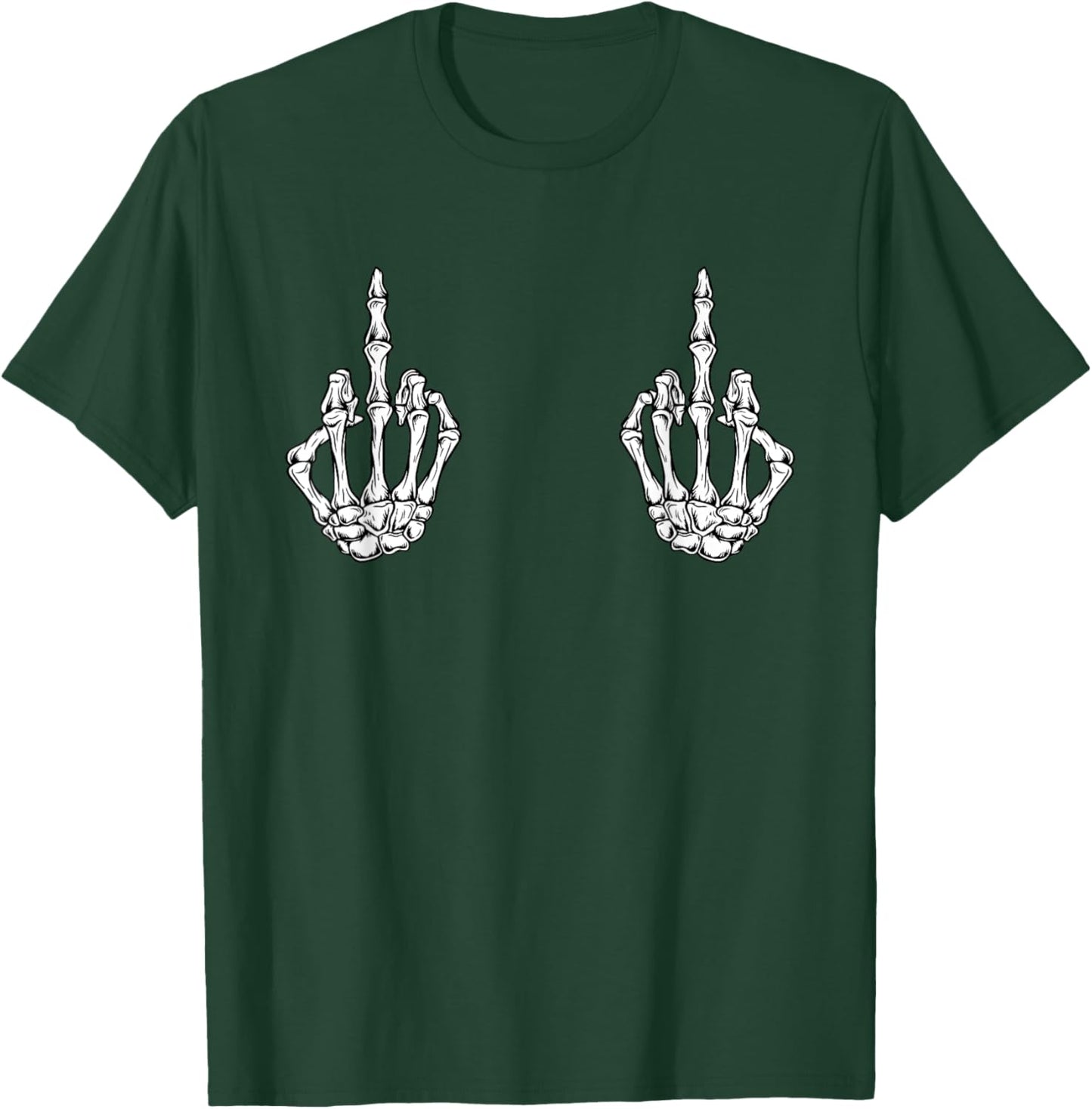 Skeleton Funny Middle Finger Costume Halloween Lover Family T-Shirt - T-Shirt | Forest