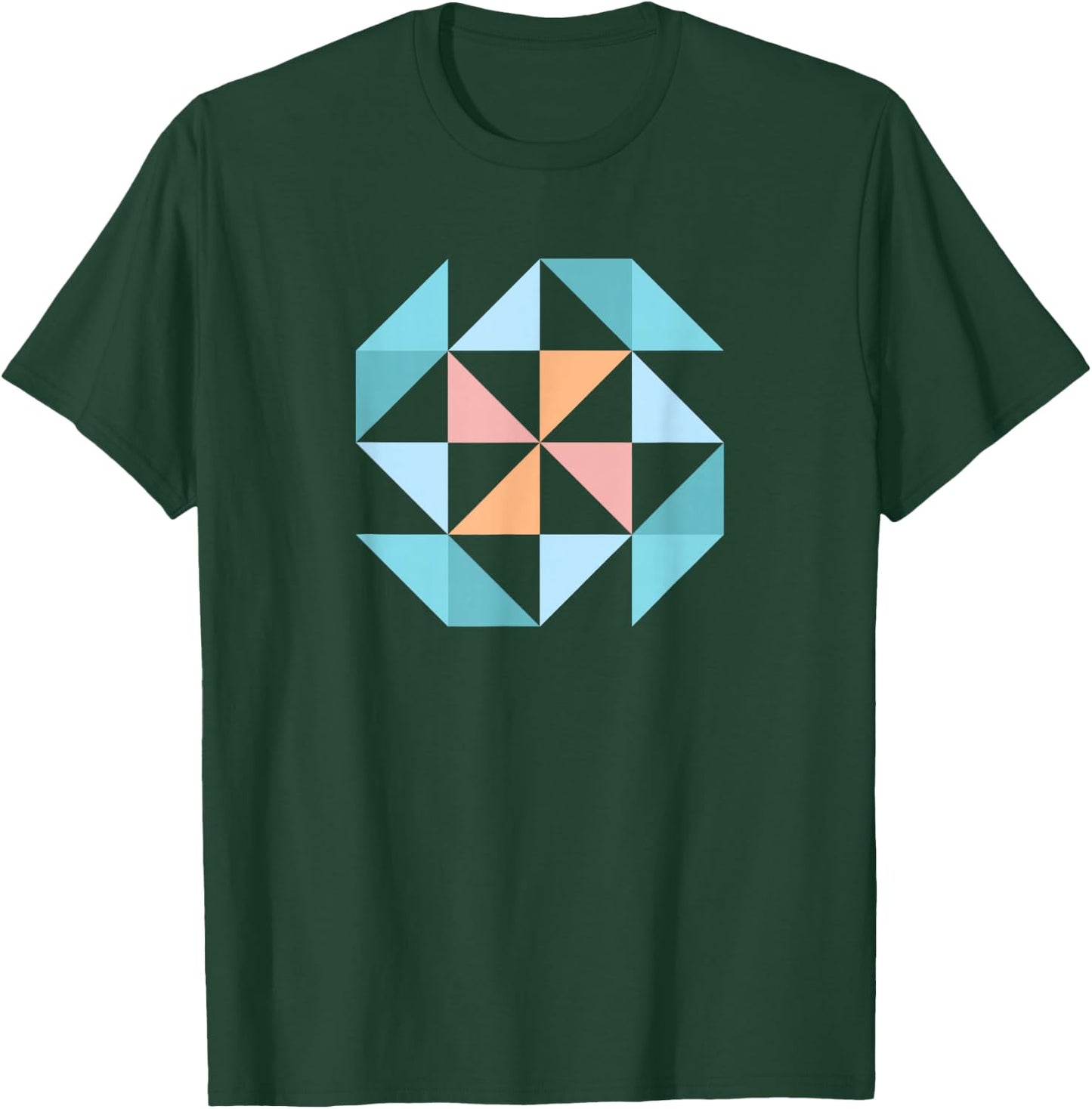 Barn Quilt Block Women's Quilting Half Square Triangle T-Shirt - T-Shirt | Forest