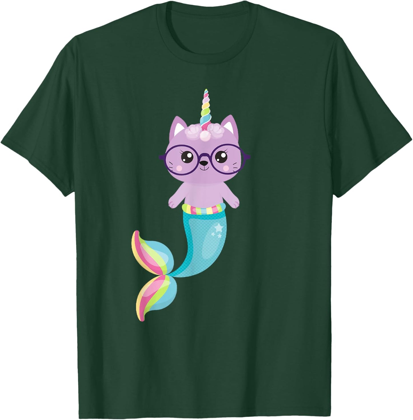 Caticorn Mermaid Unicorn Cat T-Shirt - T-Shirt | Forest