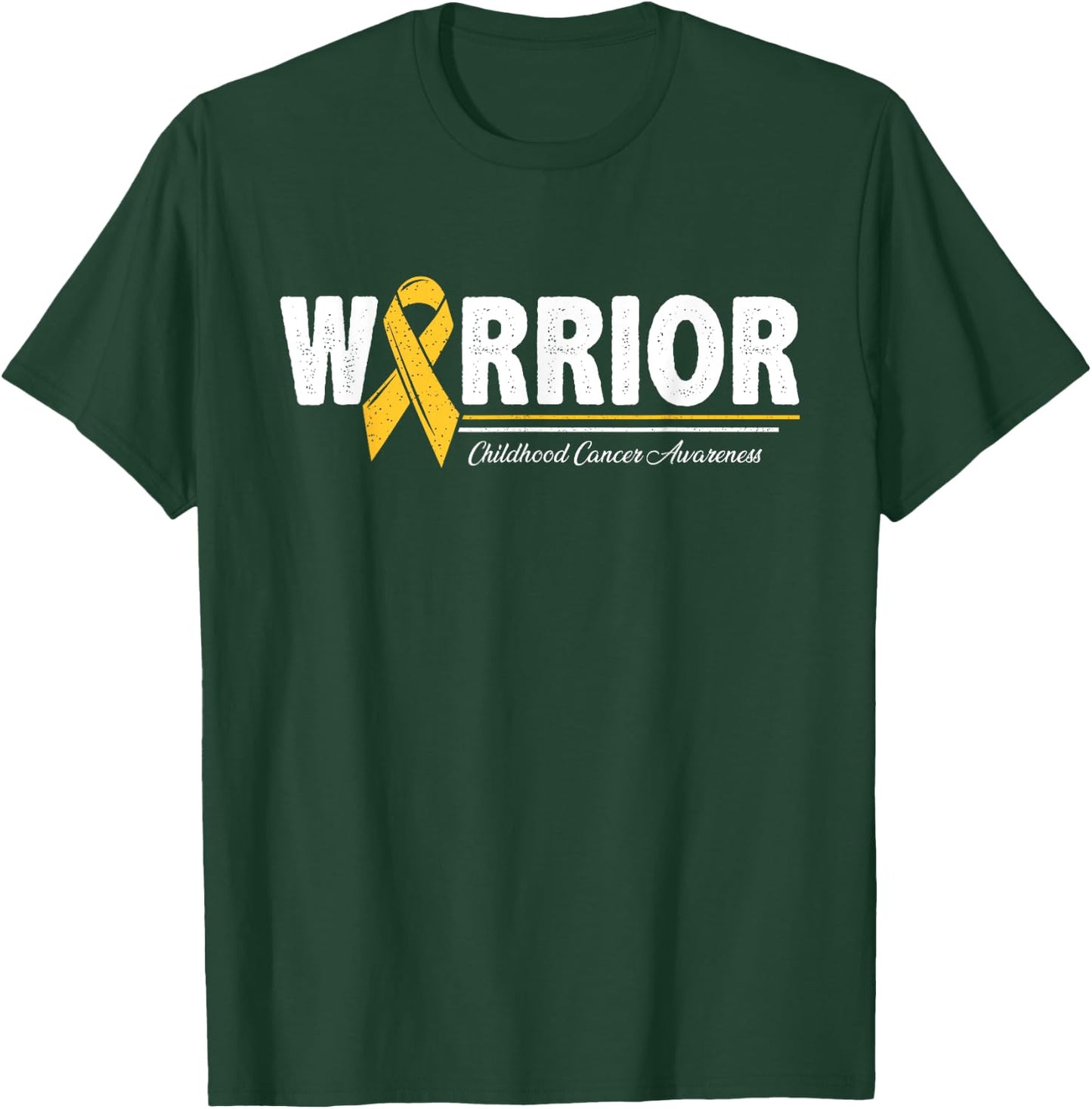 Warrior Childhood Cancer Awareness Ribbon T-Shirt - T-Shirt | Forest