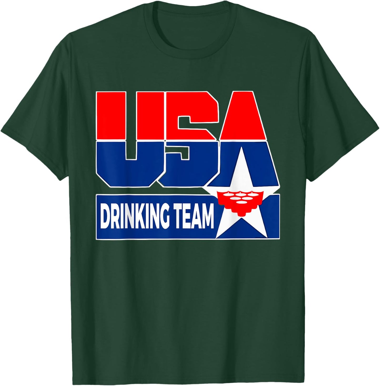 USA Drinking Team American Flag Patriotic Beer Frat Boy Pun T-Shirt - T-Shirt | Forest