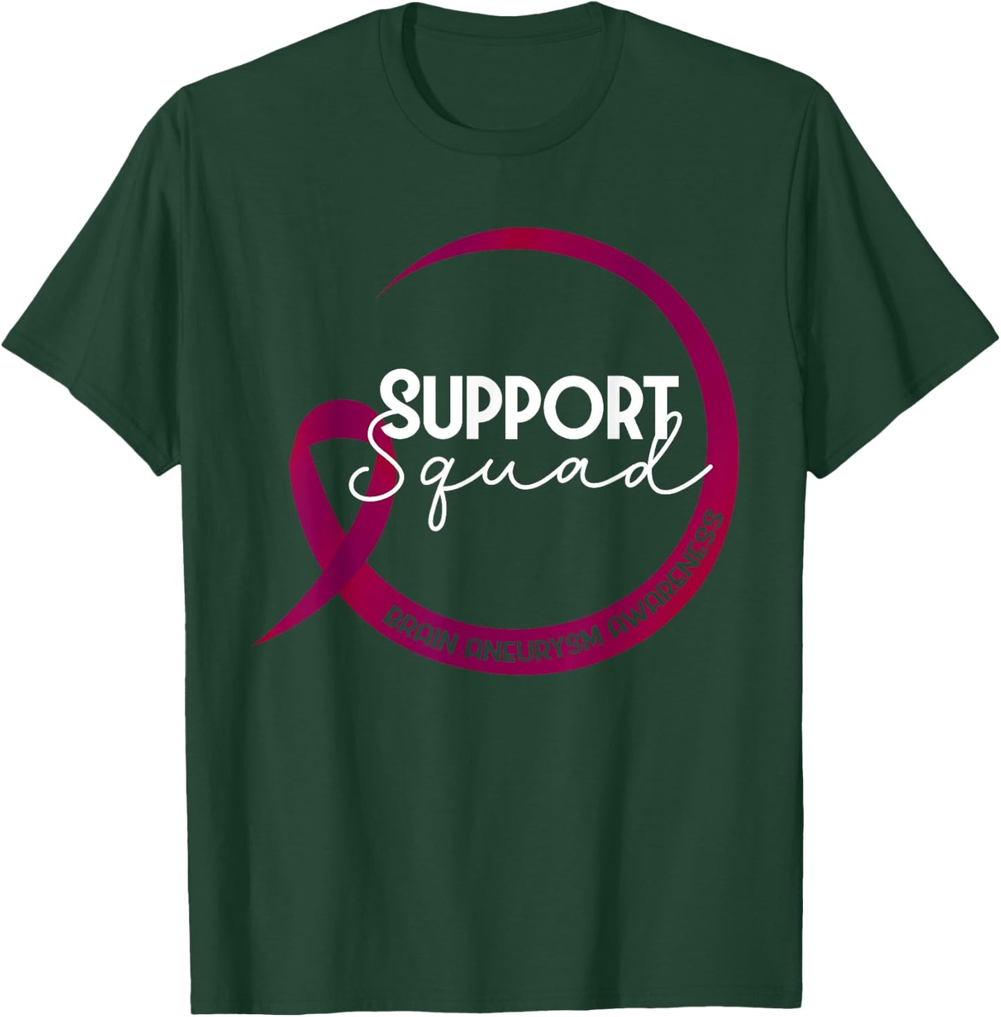 Brain Aneurysm Awareness Burgundy Ribbon Support Squad T-Shirt - T-Shirt | Forest